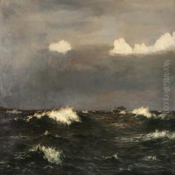 Open Sea With A Ship In The Horizon Oil Painting by Johannes Herman Brandt