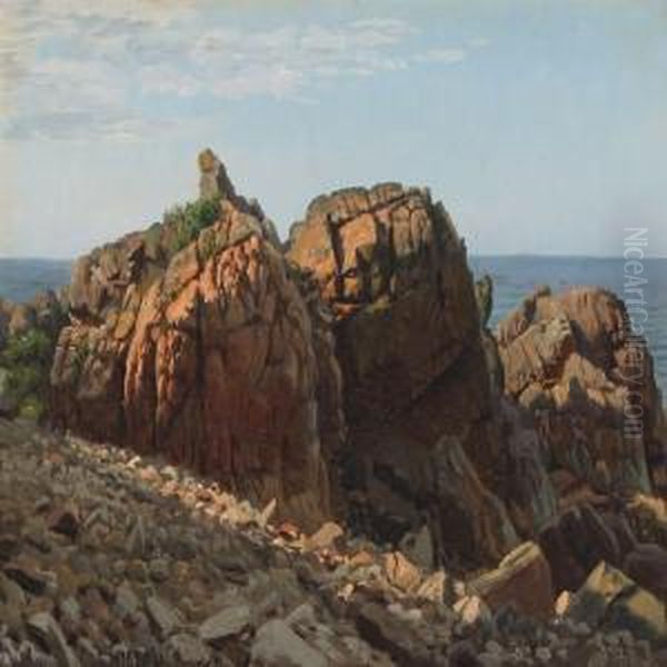 Coastel Scenery, Bornholm Oil Painting by Johannes Herman Brandt