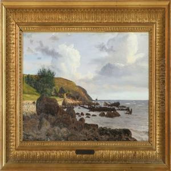 Coastal Scene From Bornholm Island Oil Painting by Johannes Herman Brandt