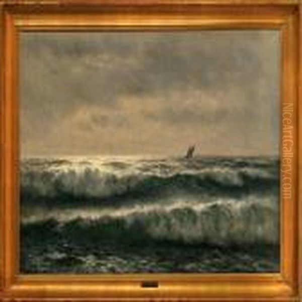 Braending Ved Vestkysten Af Bornholm Oil Painting by Johannes Herman Brandt