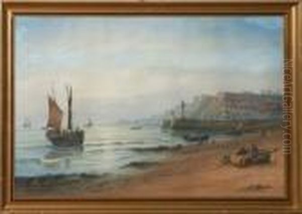 Sun Set In Whitby Oil Painting by John Francis Branegan