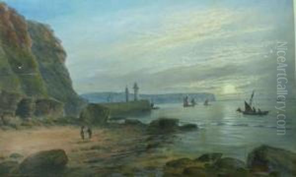 On The Scaur Whitby Oil Painting by John Francis Branegan