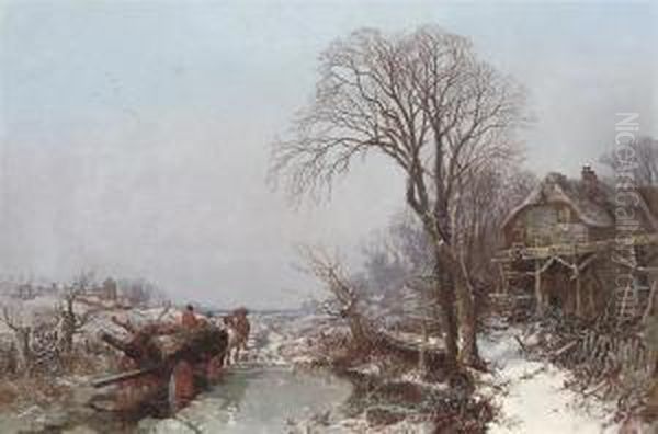 A Hard Day's Work, Winter Oil Painting by Charles Brooke Branwhite