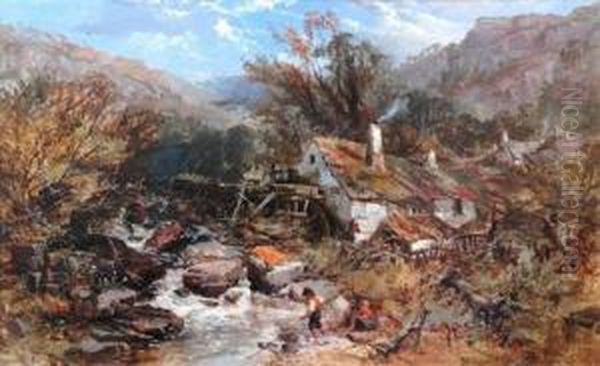 An Overshot Mill Oil Painting by Charles Brooke Branwhite