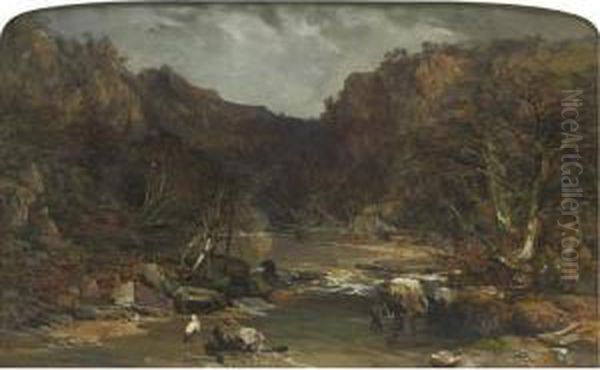 Extensive View Of A River Gorge Oil Painting by Charles Brooke Branwhite