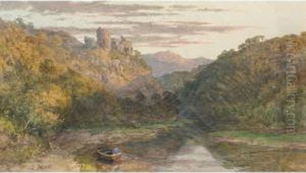 River Landscape In South Wales Oil Painting by Charles Brooke Branwhite