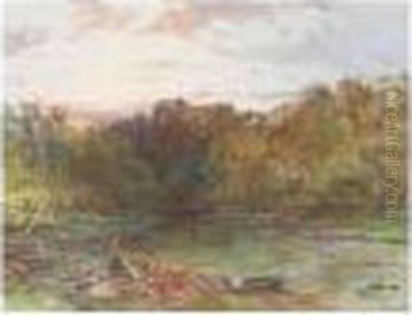 Sunset On The River Oil Painting by Charles Branwhite