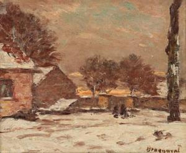 Village Sous La Neige Oil Painting by Louis Braquaval