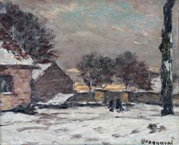 Village Dans La Plaine Oil Painting by Louis Braquaval