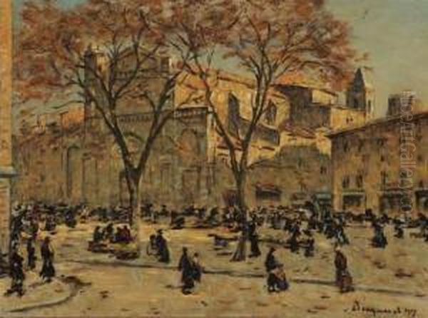 Place Animee Oil Painting by Louis Braquaval