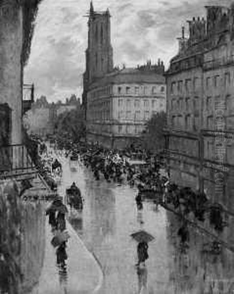 Rue De Rivoli Oil Painting by Louis Braquaval