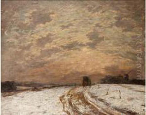  Route En Hiver  Oil Painting by Louis Braquaval