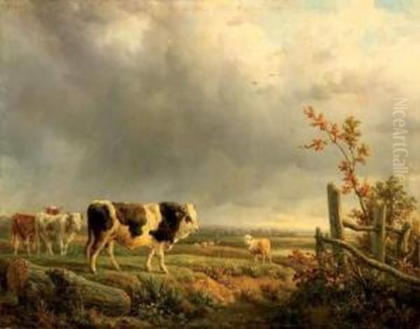 Vaches Au Paturage. Oil Painting by Jacques Raymond Bracassat