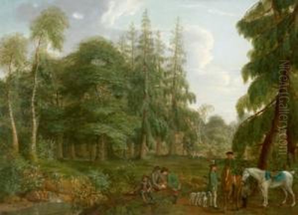 Jagdgesellschaft In Einerwaldlandschaft Oil Painting by Wenzel Ignaz Prasch