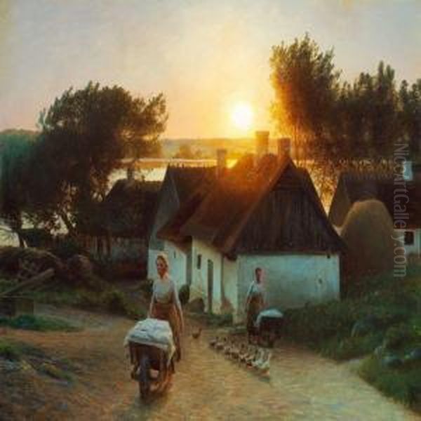 Sorup Ved Esrom Oil Painting by Hans Ole Brasen