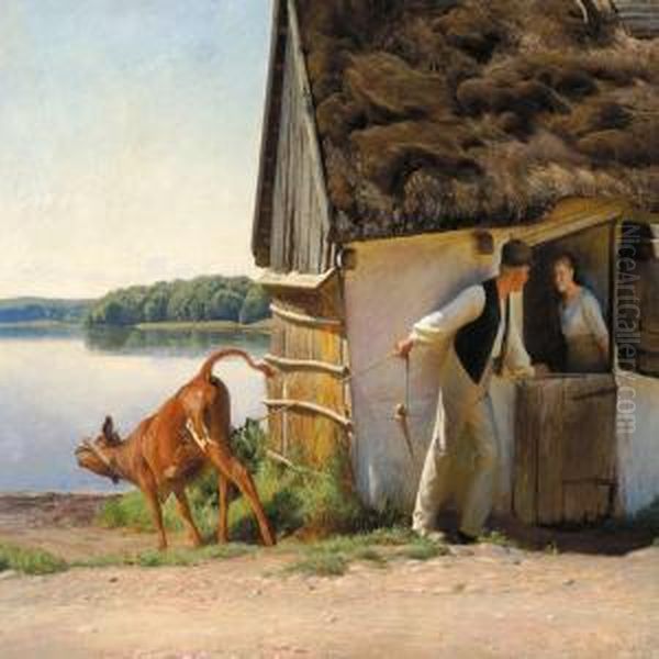 A Summer Day Oil Painting by Hans Ole Brasen