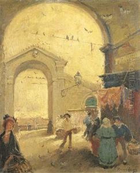 A Rialto Oil Painting by Italico Brass