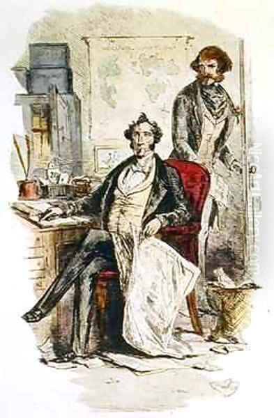 Mr Dombey and James Carker, extra illustration from 'Dombey and Son' Oil Painting by Hablot Knight Browne