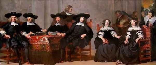 The Regent and Regentess of Oudemannen Oil Painting by Adriaen Backer