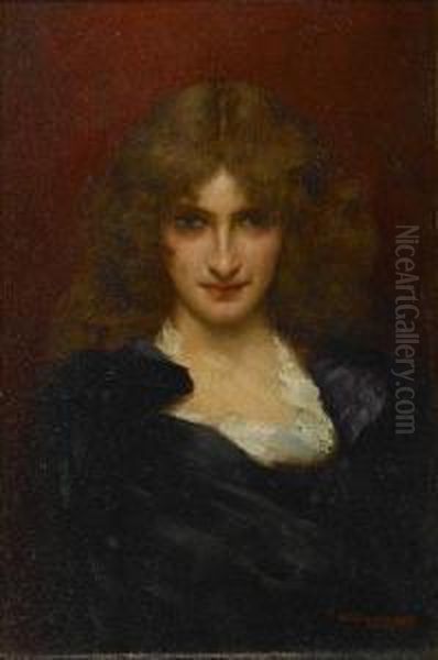 A Portrait Of A Young Beauty Oil Painting by William A. Breakspeare