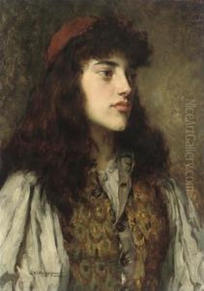 The Gypsy Girl Oil Painting by William A. Breakspeare