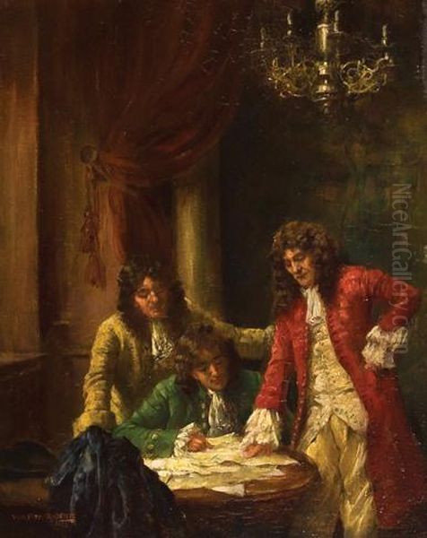 Three Marlborough Gentlemen Oil Painting by William A. Breakspeare