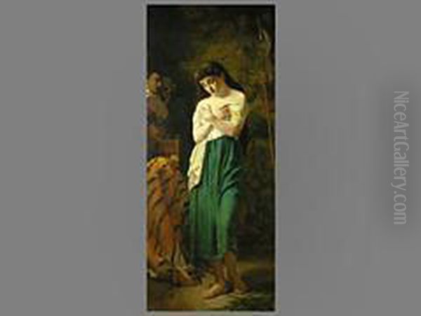 Frau Und Tigerfell Oil Painting by William A. Breakspeare