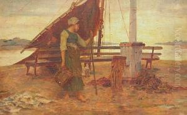 On The Quay Oil Painting by William A. Breakspeare