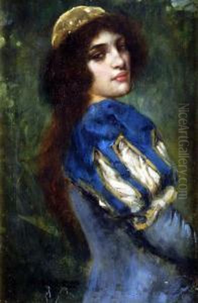 A Pre-raphaelite Lady Oil Painting by William A. Breakspeare