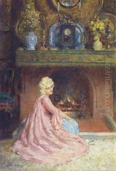 Le Repos Du Modele Oil Painting by William A. Breakspeare