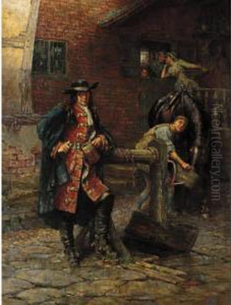 Halt For Refreshment Oil Painting by William A. Breakspeare