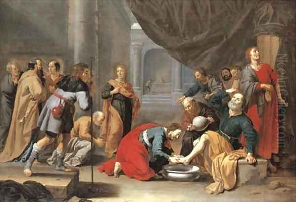 Christ washing the Disciples' feet Oil Painting by Jan Van Bijlert