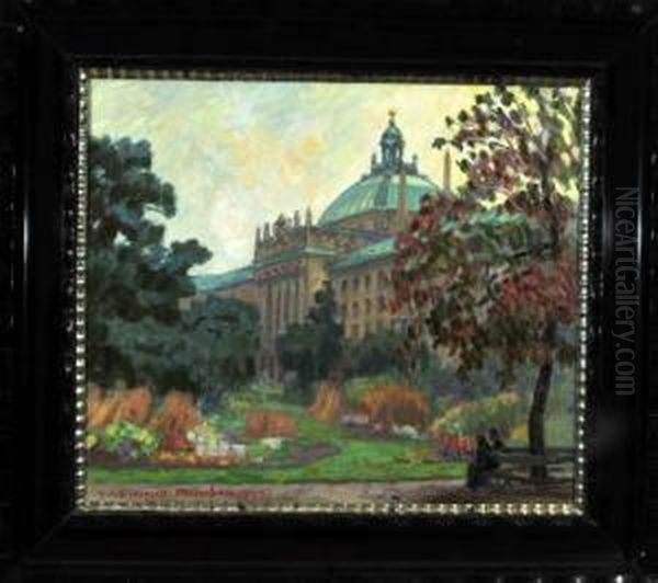 Der Justizpalast In Munchen Oil Painting by Axel Bredsdorff