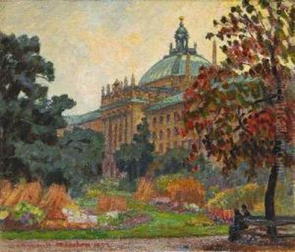 Der Justizpalast In Munchen Oil Painting by Axel Bredsdorff