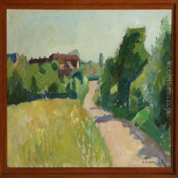 Landscape With A Gravel Road Oil Painting by Axel Bredsdorff