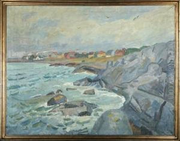 A Coastel Scenery From Bornholm Oil Painting by Axel Bredsdorff