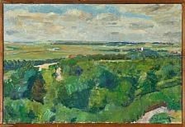 Landscape, Gudeadalen Near Randers Oil Painting by Axel Bredsdorff