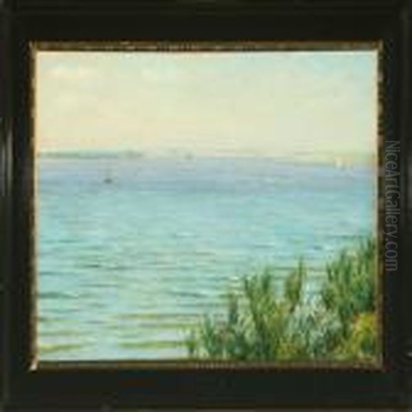 View From Roskildeinlet With Sailing Boats Oil Painting by Johan Ulrik Bredsdorff