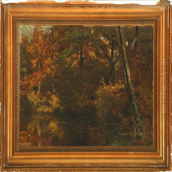 Autumn Forest Oil Painting by Johan Ulrik Bredsdorff