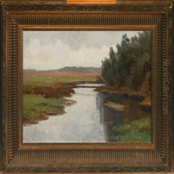 Landscape With A Streem Oil Painting by Johan Ulrik Bredsdorff