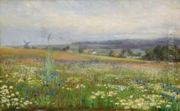 Blick Uber Eine Blumenwiese by Johan Ulrik Bredsdorff