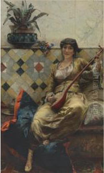 Serenade In The Harem Oil Painting by Ferdinand Max Bredt