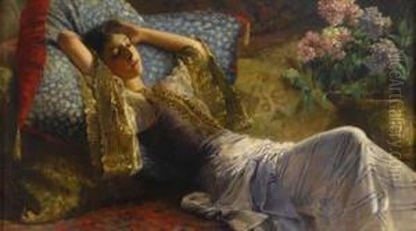 Odalisque En Repose Oil Painting by Ferdinand Max Bredt