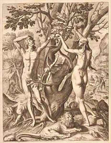 Adam and Eve Oil Painting by Theodore de Bry