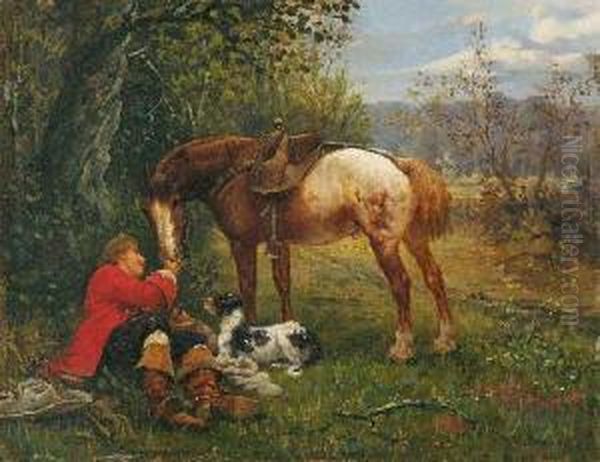 Rastender Reiter Oil Painting by Heinrich Breling