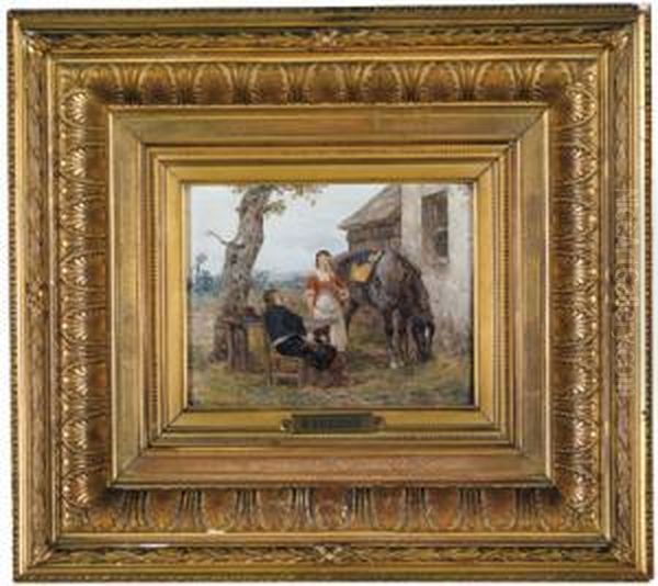 Rast Des Reiters Oil Painting by Heinrich Breling