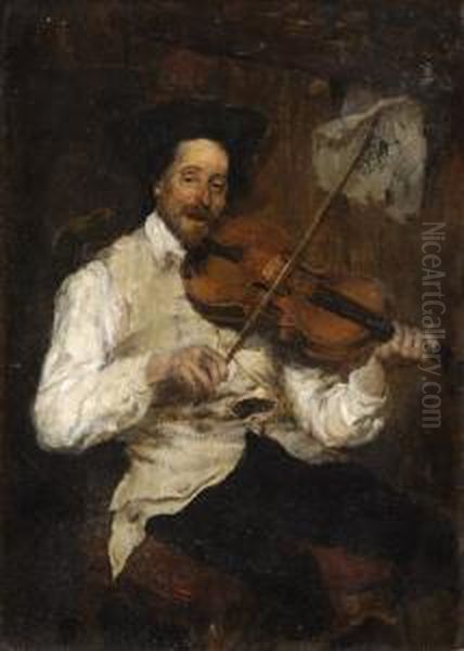 Der Viola-spieler. Oil Painting by Heinrich Breling