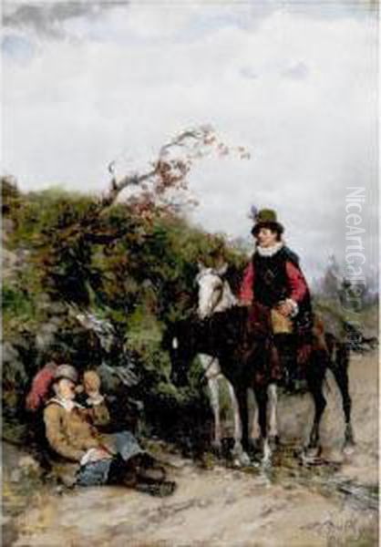 Cavaliers At Rest Oil Painting by Heinrich Breling