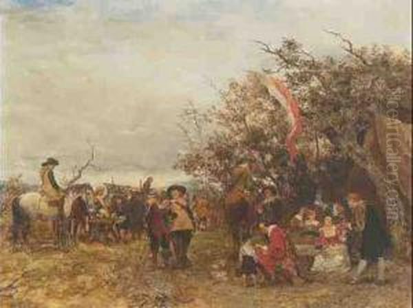 Landsknechte Im Lager Bei Rast Und Spiel Oil Painting by Heinrich Breling