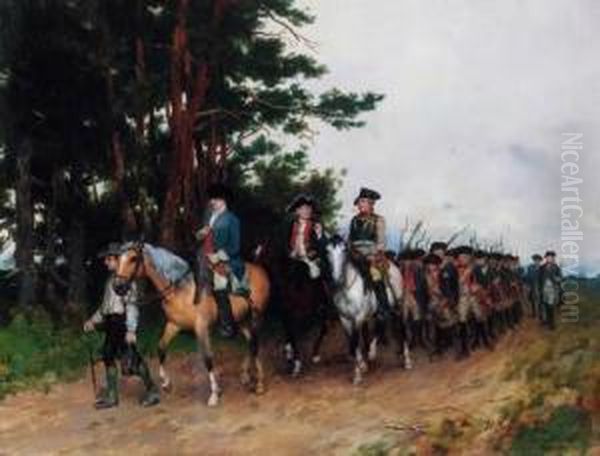 The Return Of The Prussian Infantry Oil Painting by Heinrich Breling